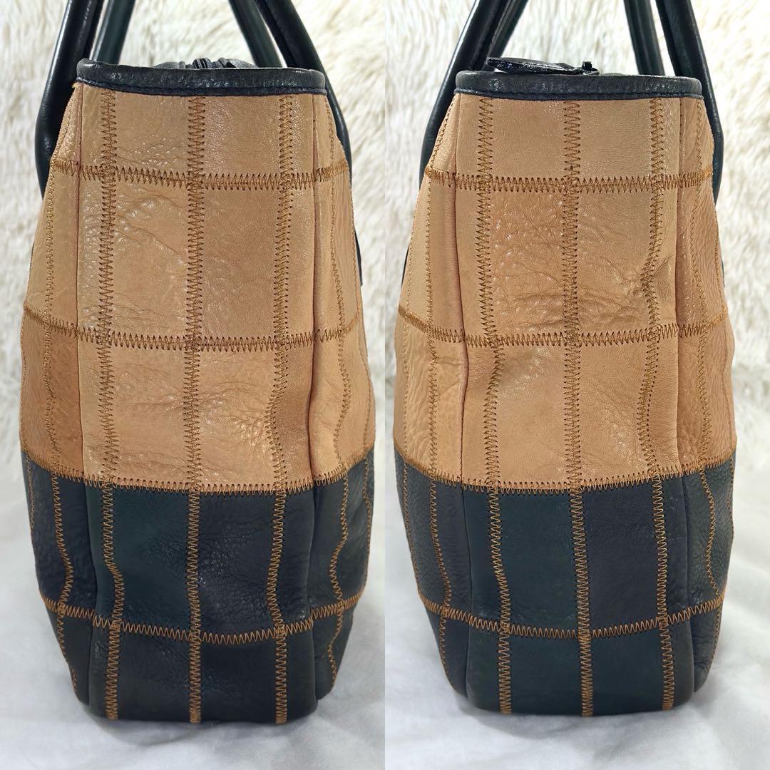 【極美品】トライオン パネルレザー トートバッグ パッチワーク レザー A4可 極美品】トライオン パネルレザー トートバッグ パッチワーク