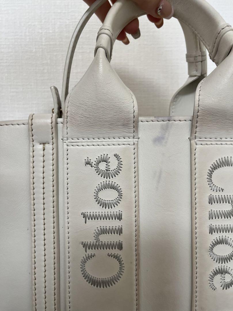Chloé クロエ ウッディ スモール トートバッグ　ホワイト