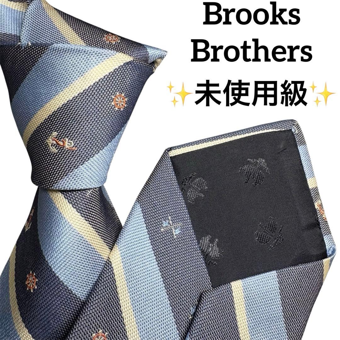 級 ブルックスブラザーズ 船 ストライプ 刺繍 USAタグ ネクタイBrooks Brothers