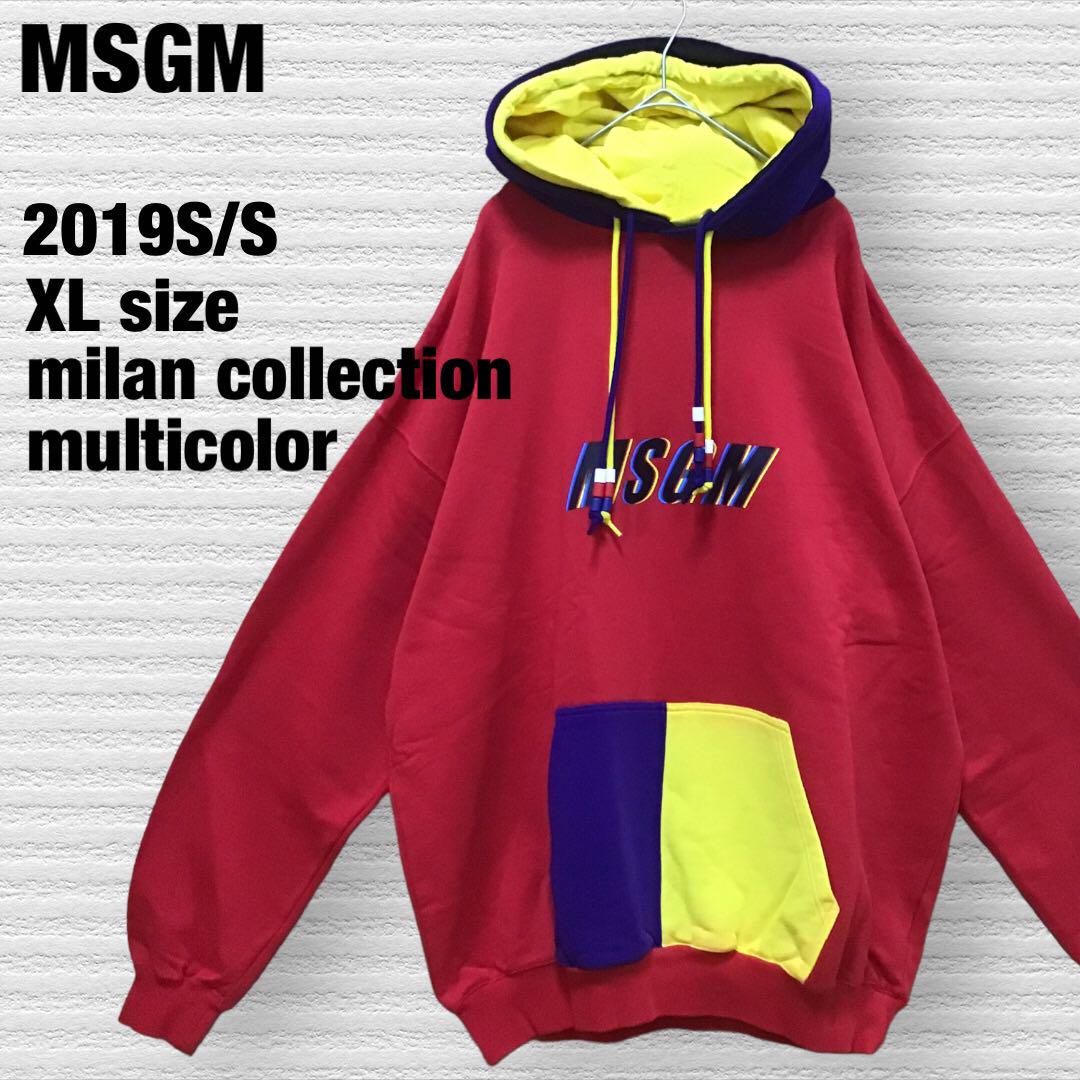 【稀少モデル.美品.匿翌送】MSGM★2019SS ダブルフード パーカー　XL