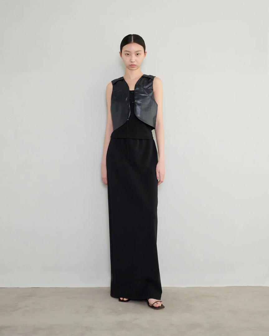 スカート ENOF jersey long skirt Black 02