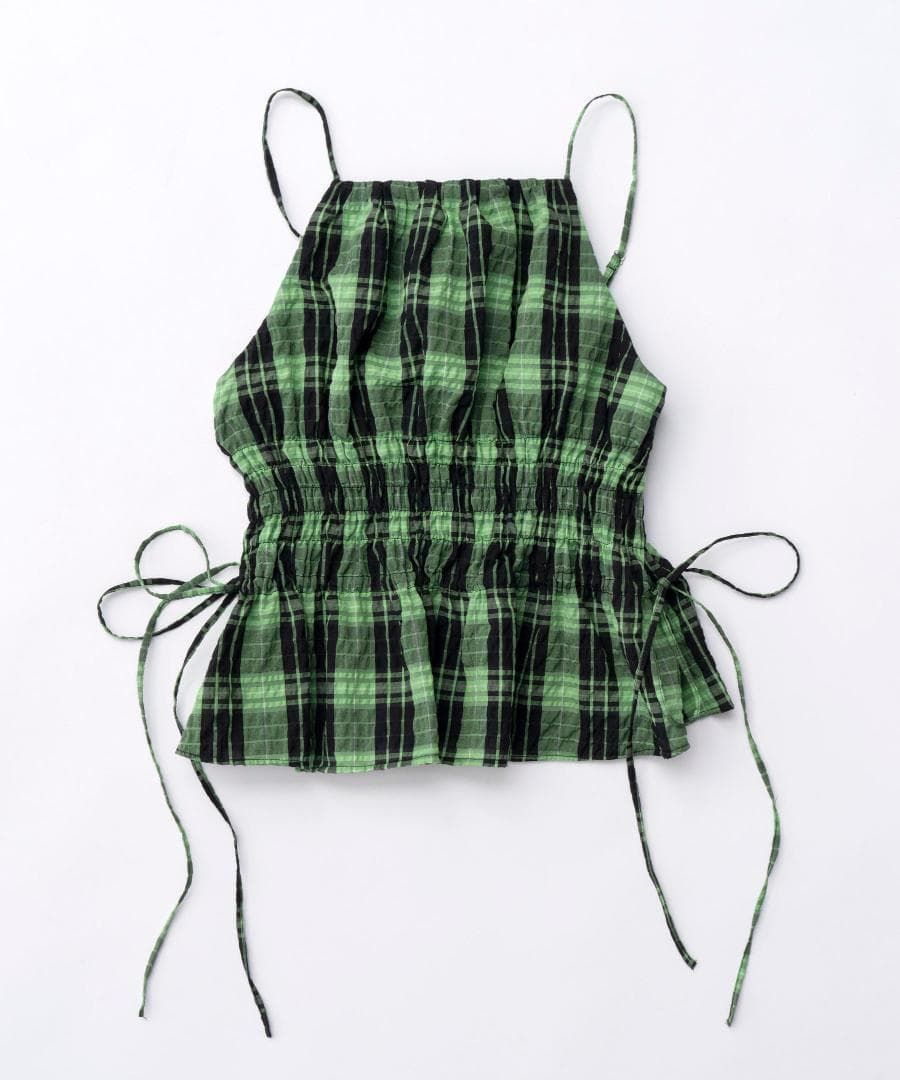 MAISON SPECIAL Checked Shirring Bustier