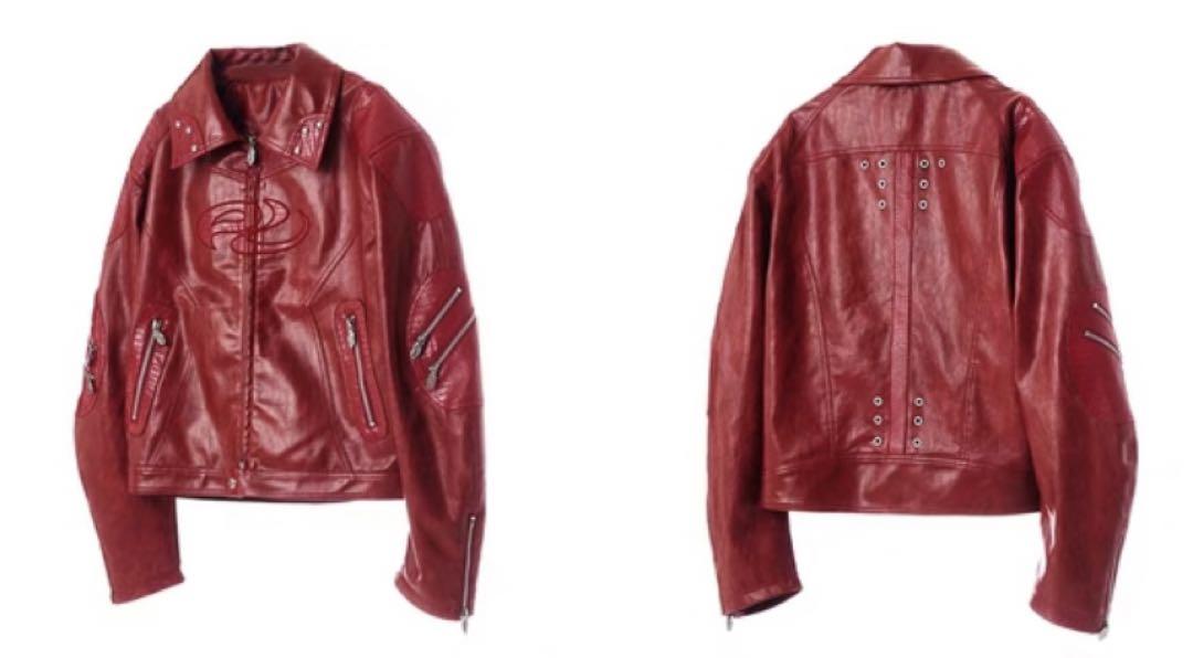 正規店購入 Personsoul PUレザージャケット レッド 24FW