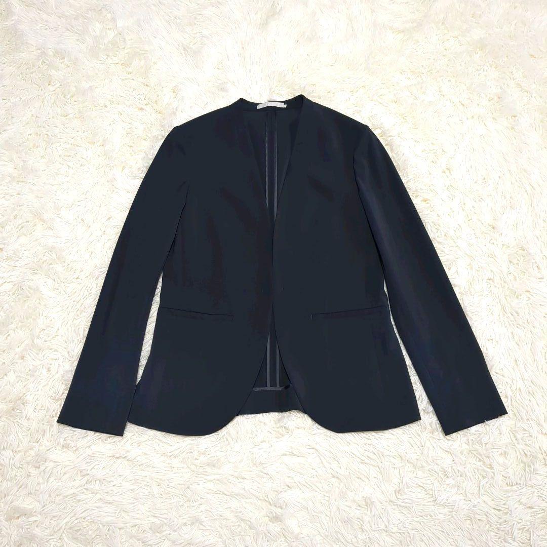 極美品✨️iCB アイシービー ノーカラージャケット ネイビー 濃紺 近年モデル