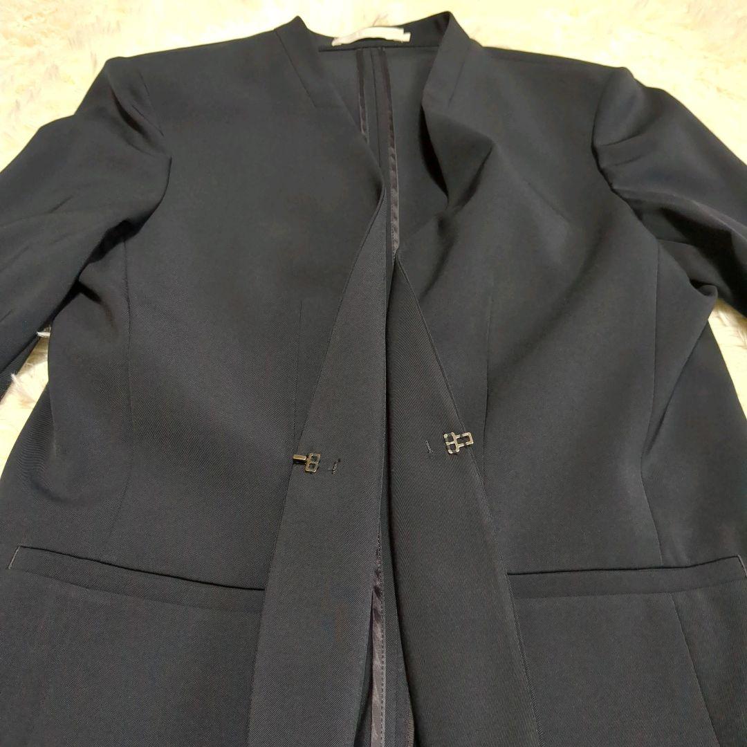 極美品✨️iCB アイシービー ノーカラージャケット ネイビー 濃紺 近年モデル