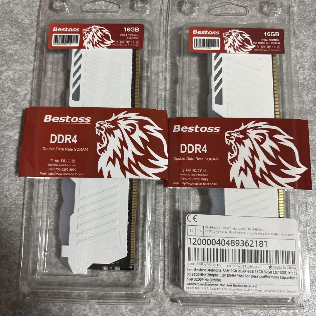 Bestoss ARGB DDR4 16GB メモリー 2枚セット