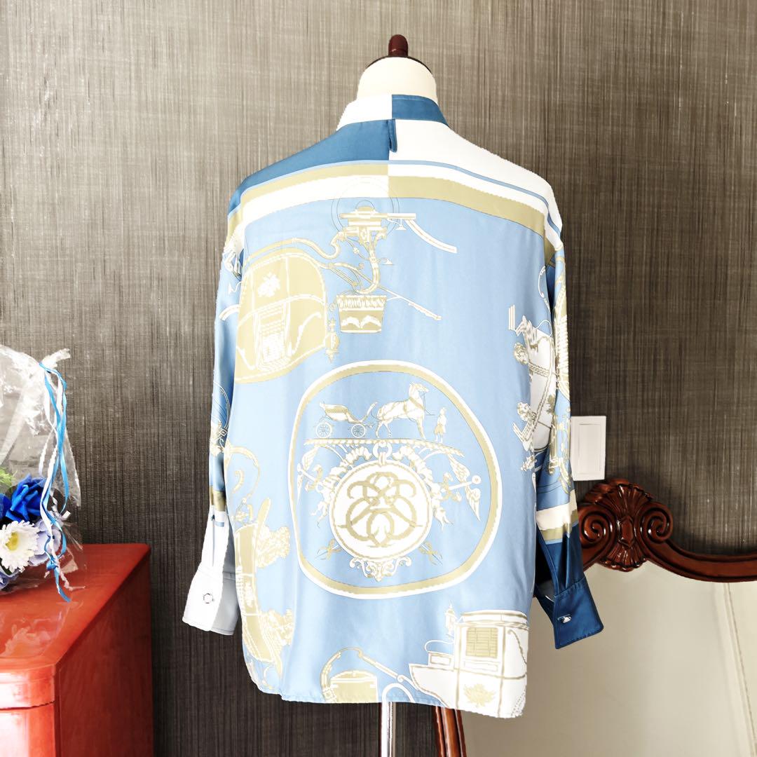 美品　HERMES エルメス　エクスリブリス　メタルリング　シャツ　ブラウス 美品 HERMES エルメス エクスリブリス メタルリング シャツ