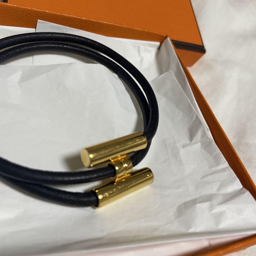 エルメス　HERMES ブレス　黒レザー　ゴールド