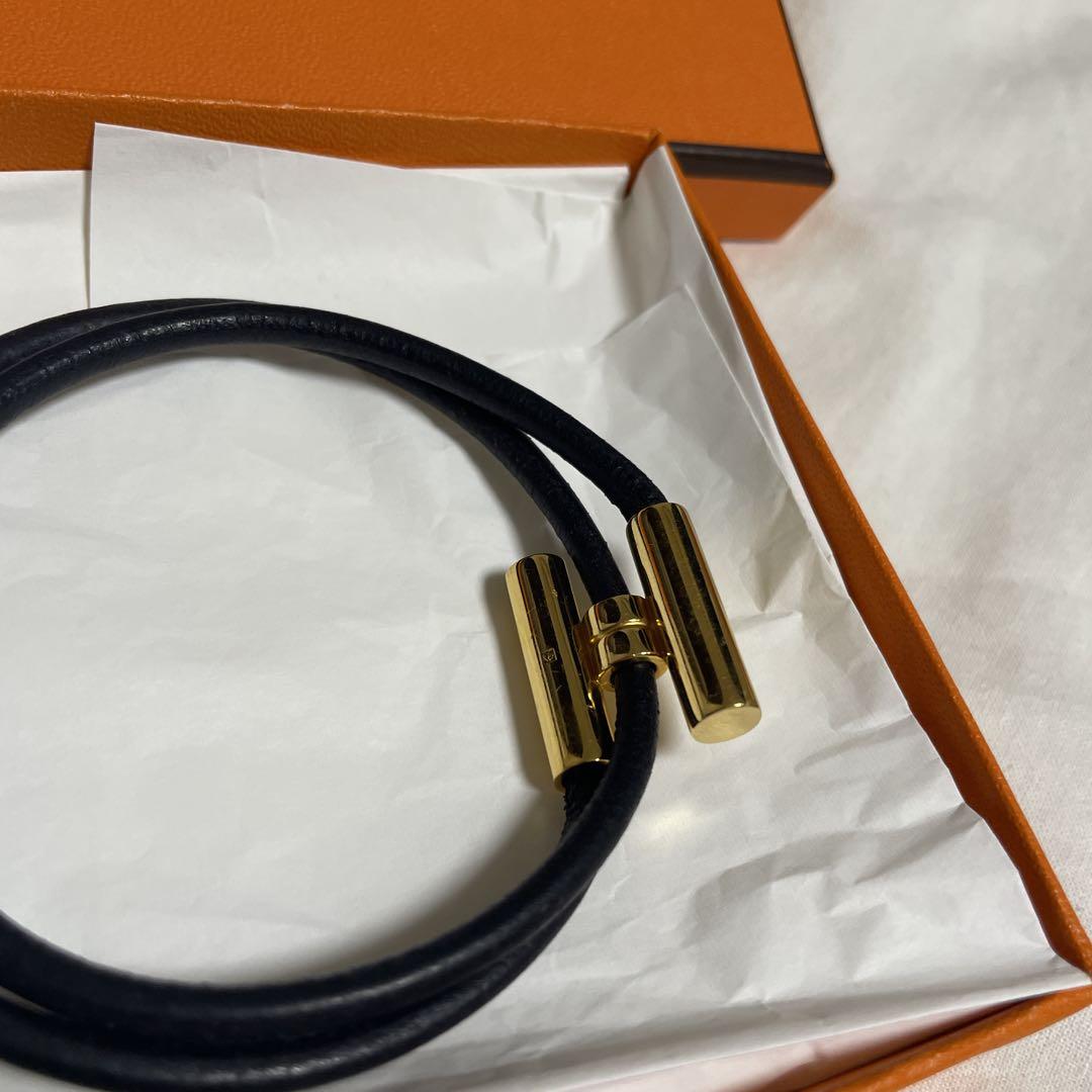 エルメス　HERMES ブレス　黒レザー　ゴールド