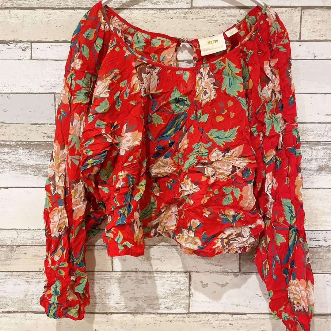 Maeve 【L】 花柄 長袖ブラウス オフショルダー 長袖 オフショル 総柄 Maeve 【L】 花柄 長袖ブラウス オフショルダー 長袖 オフショル 総柄