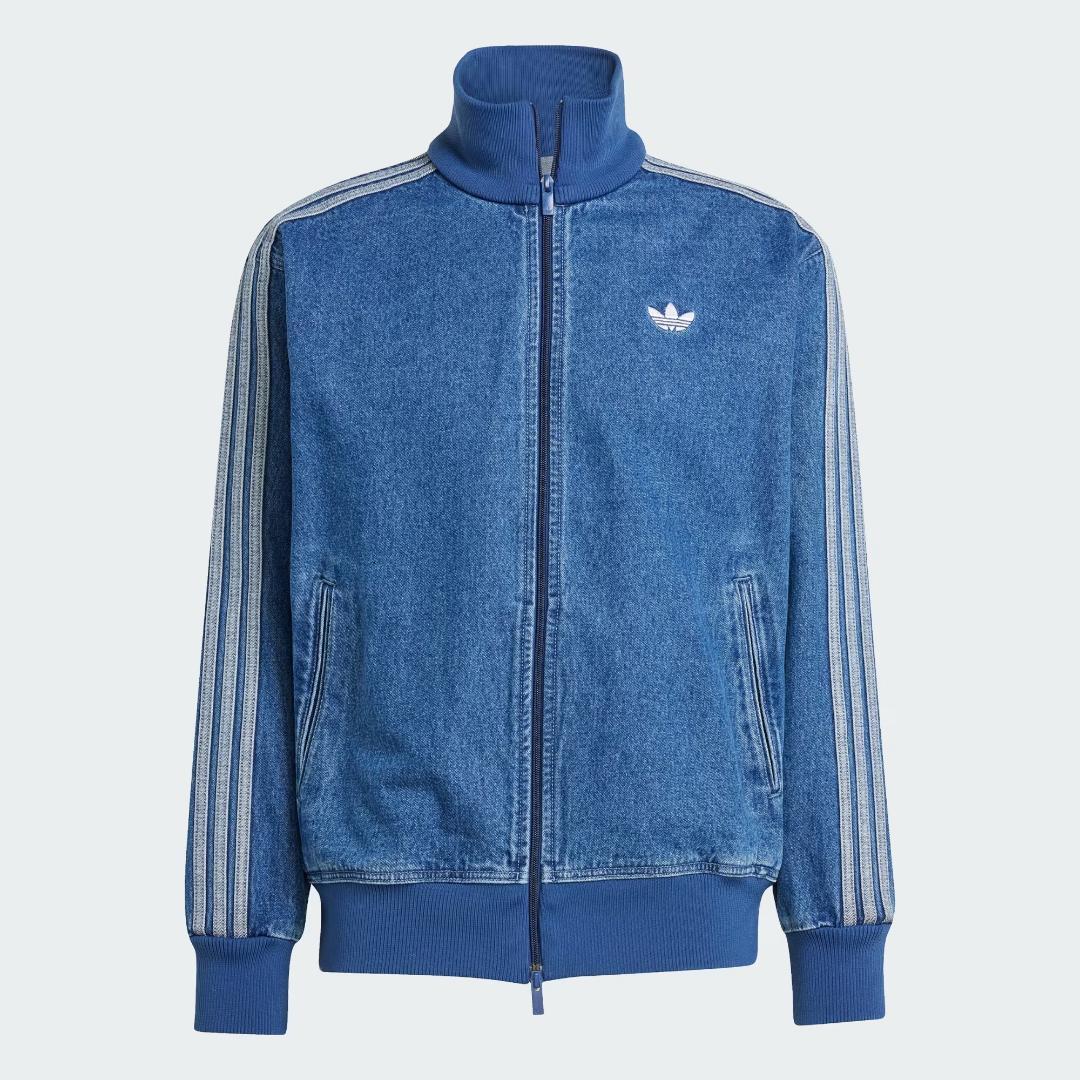 L 新品 adidas デニム ファイヤーバード トラックトップ 青 国内正規品