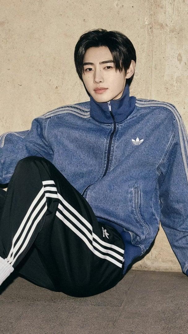 L 新品 adidas デニム ファイヤーバード トラックトップ 青 国内正規品