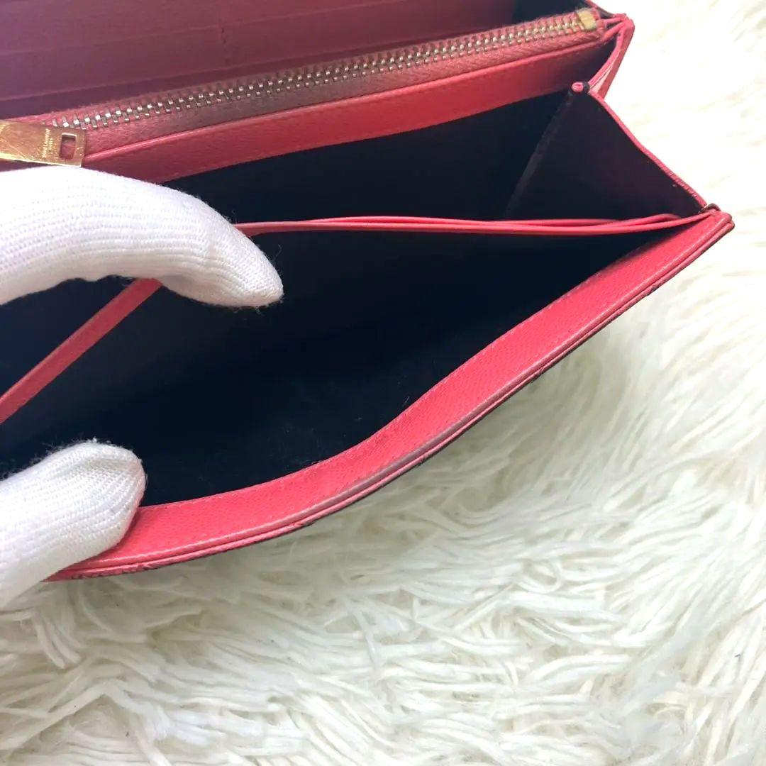 美品✨サンローラン♡バイカラー フラップ長財布 キャビアスキン