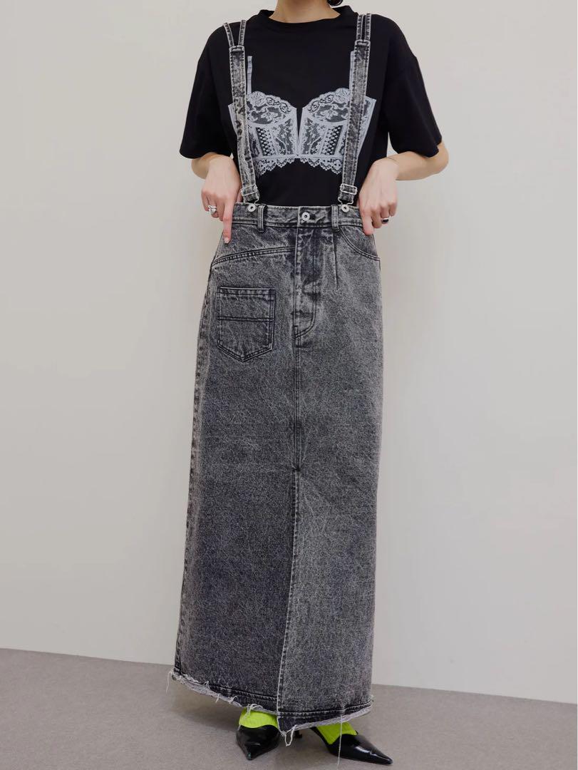 MEDI INVERT SUSPENDER DENIM SKIRT