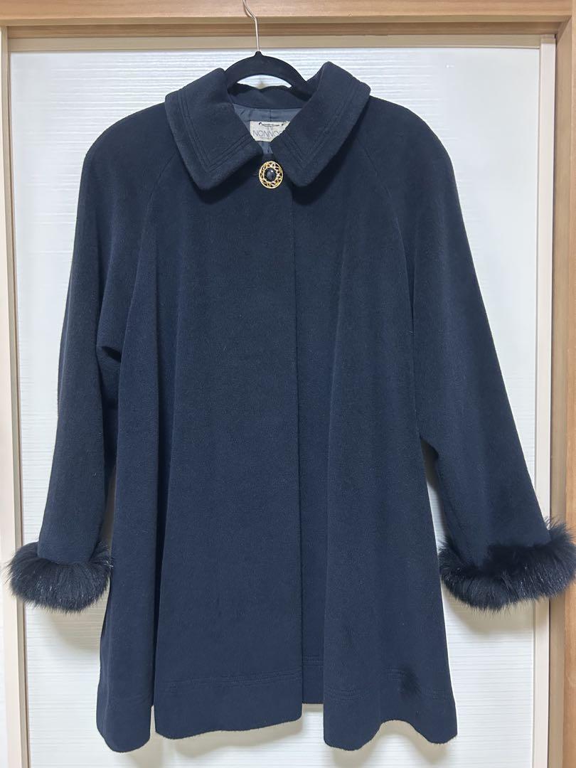 ☆美品 アンゴラ100%上質ケープコート 黒 9AR