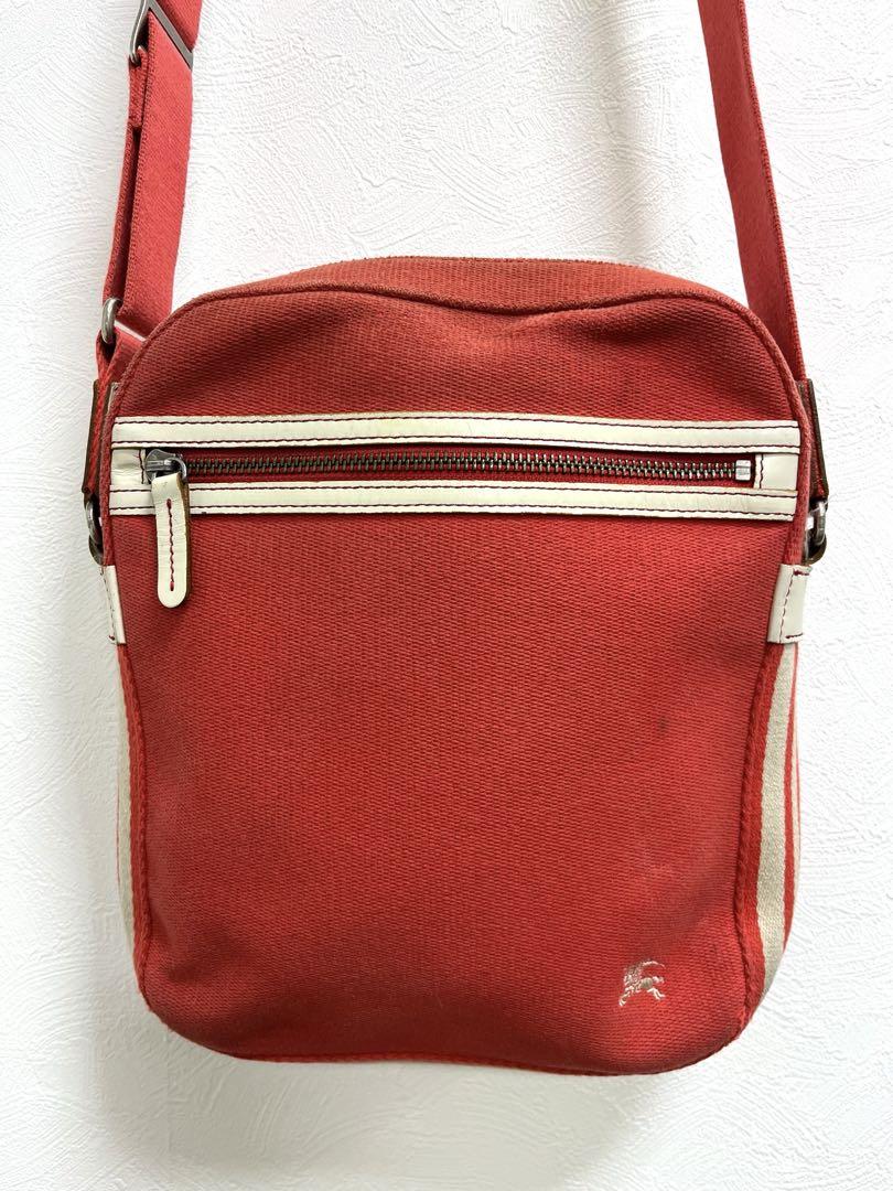 BURBERRY バーバリー ショルダーバッグ レッド パイル生地 BURBERRY - 新品同様 バーバリー レザー レッド ゴールド金具