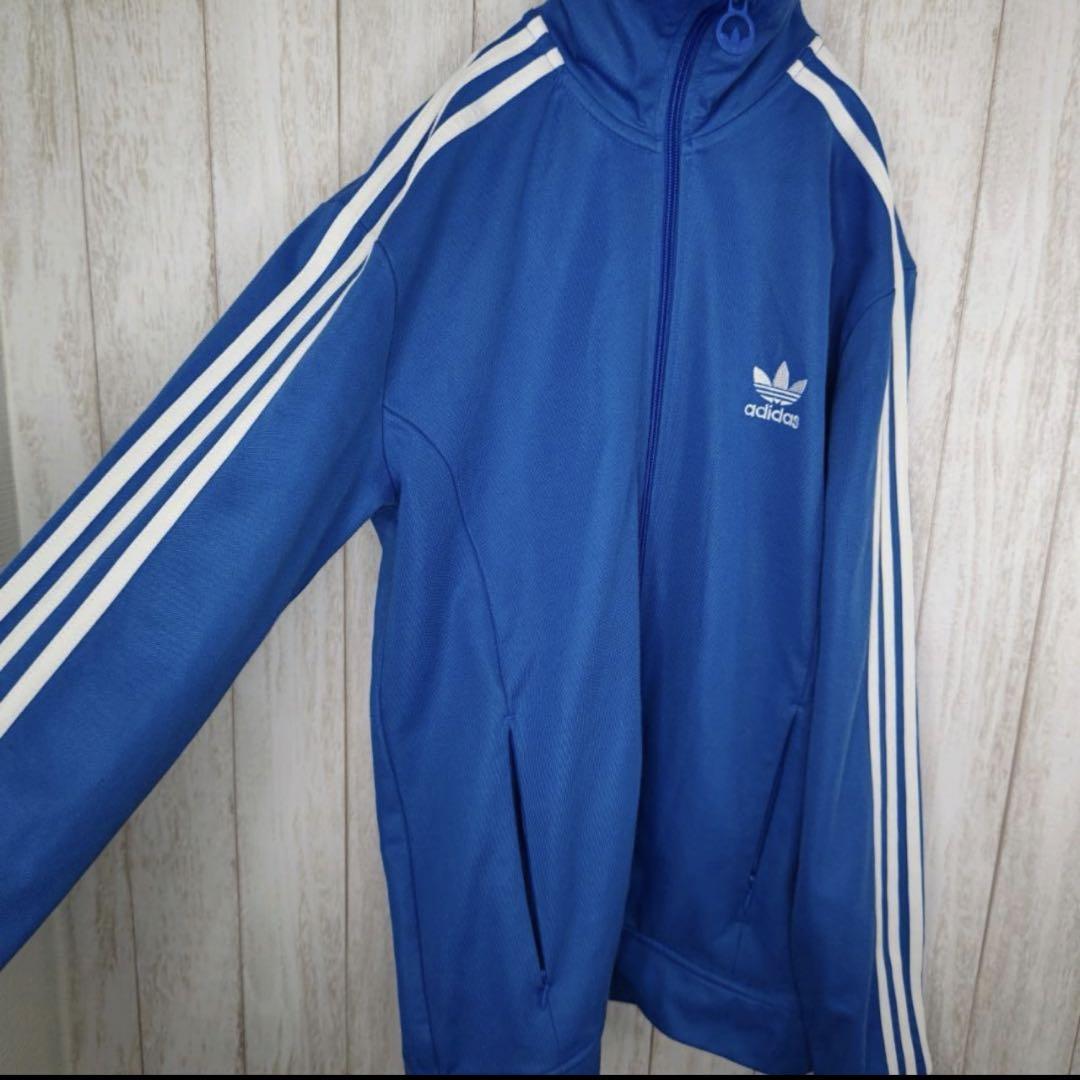 adidas 青 ジャージ ジップアップ