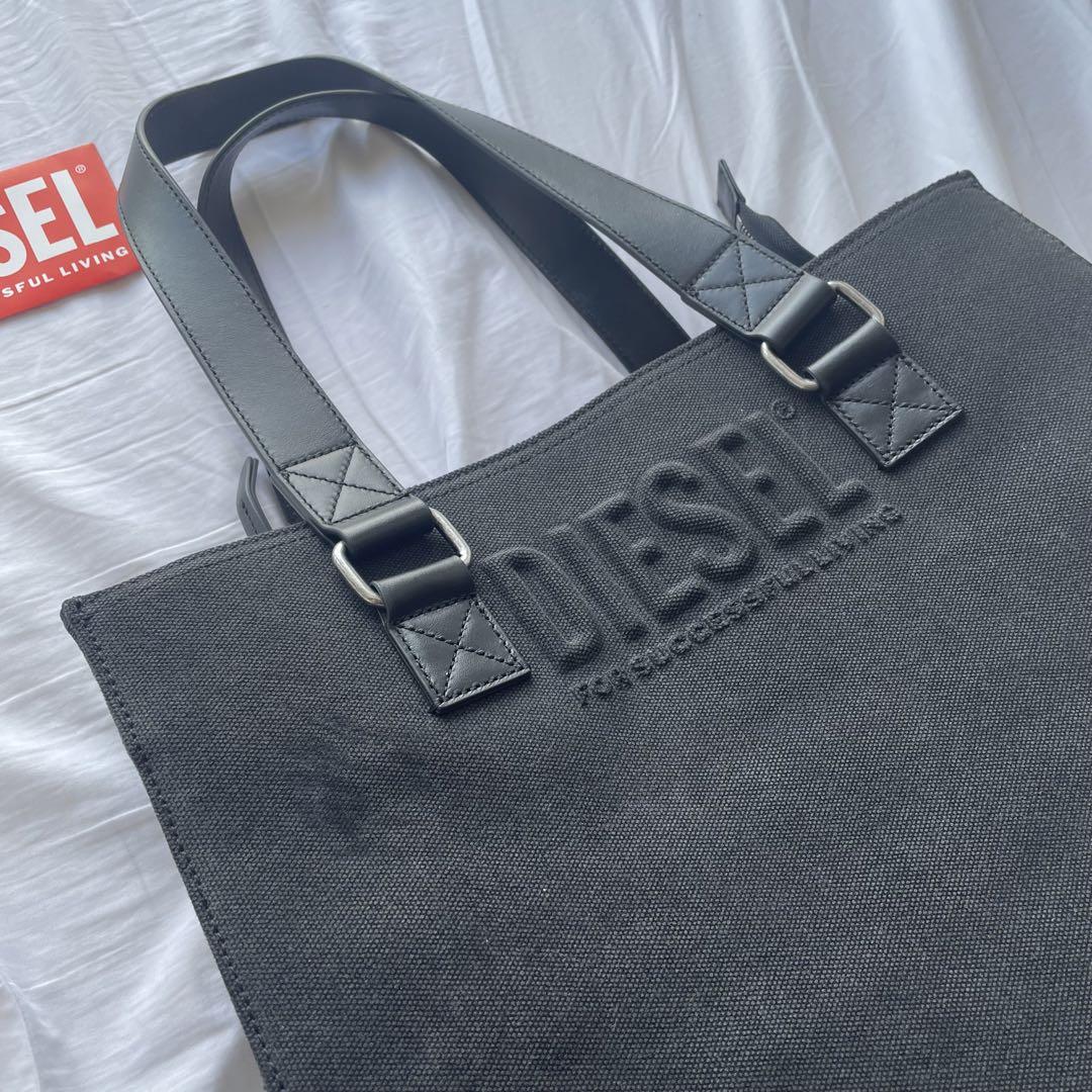 DIESEL BSNS TOTE キャンバス トートバッグ エンボス ブラック