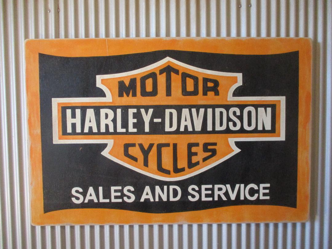 ビンテージ木製看板HARLEY DAVIDSON検）アドバタイジング販促