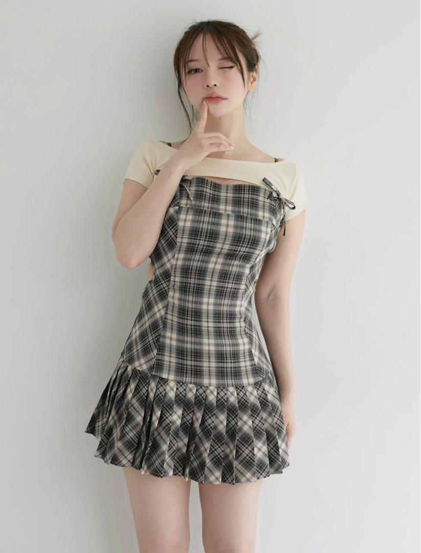 andmary Karen check mini dress