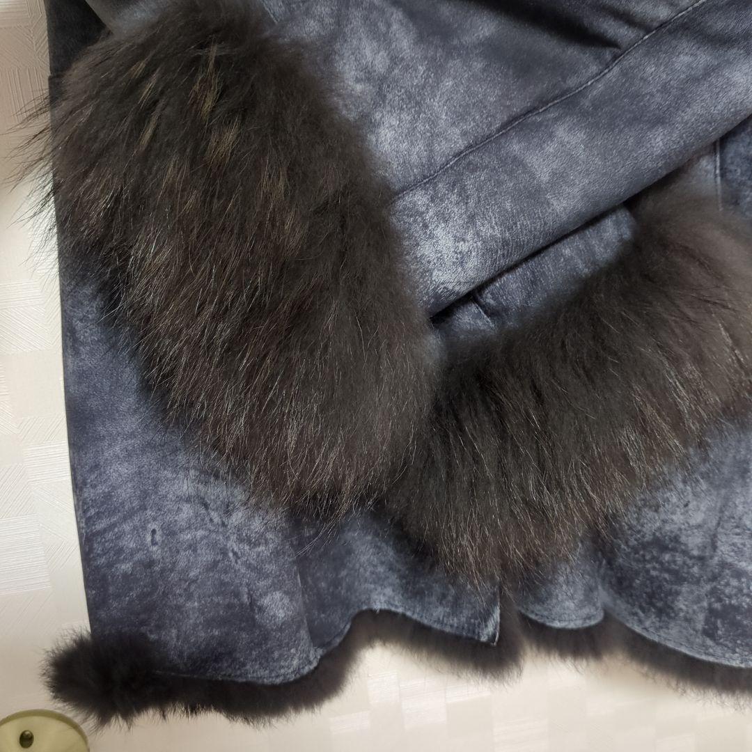 リアルファー コート フード付 ラビット ラクーン 毛皮 M~L リアルファー コート フード付 ラビット ラクーン 毛皮 M~L