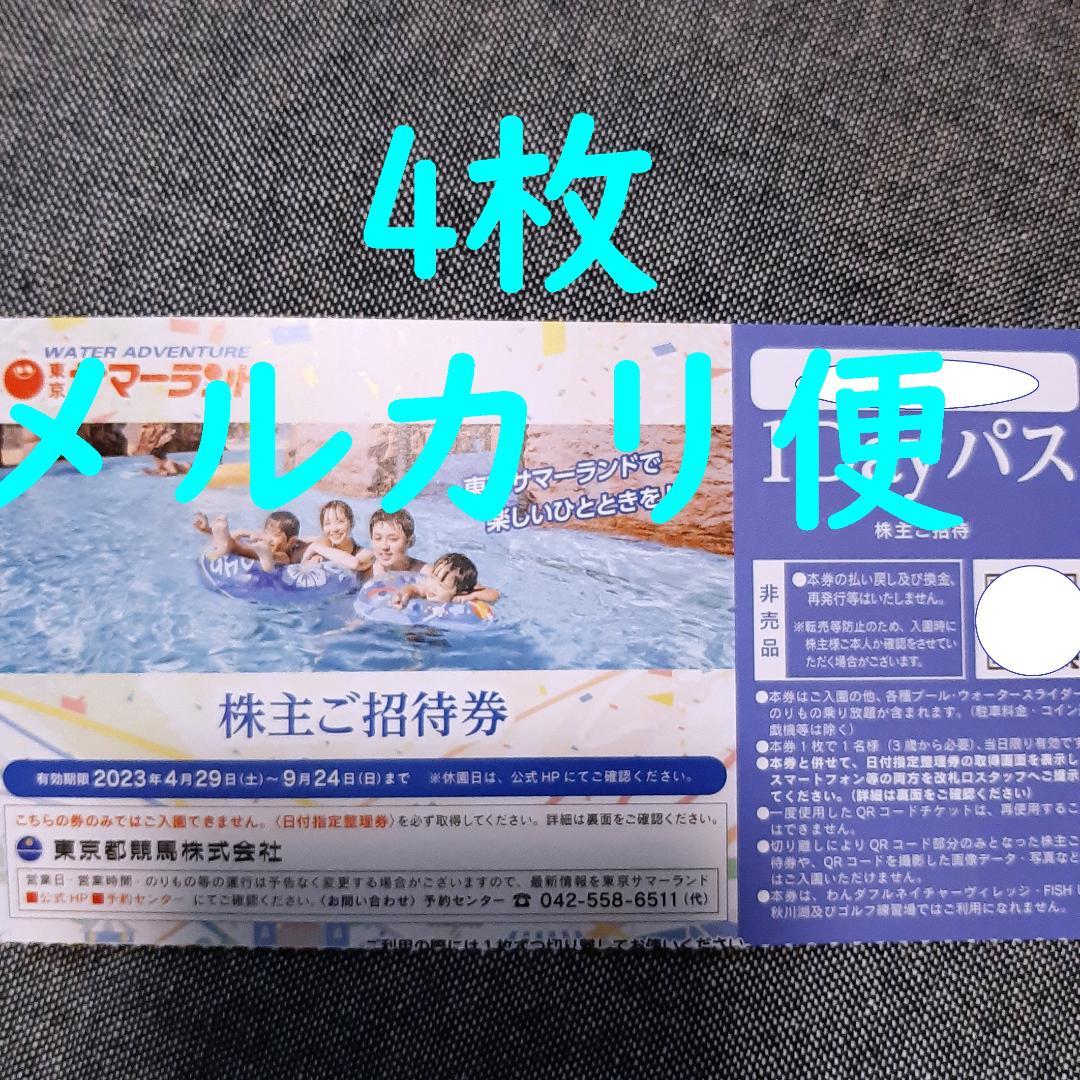 正規認証品!新規格 4枚 東京都競馬 株主優待 東京サマーランド 株主ご招待券 1Dayパス