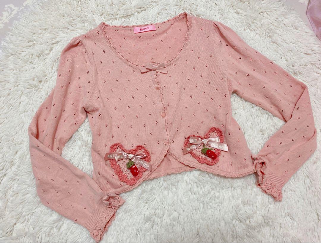Pink House いちご カーディガン ピンク