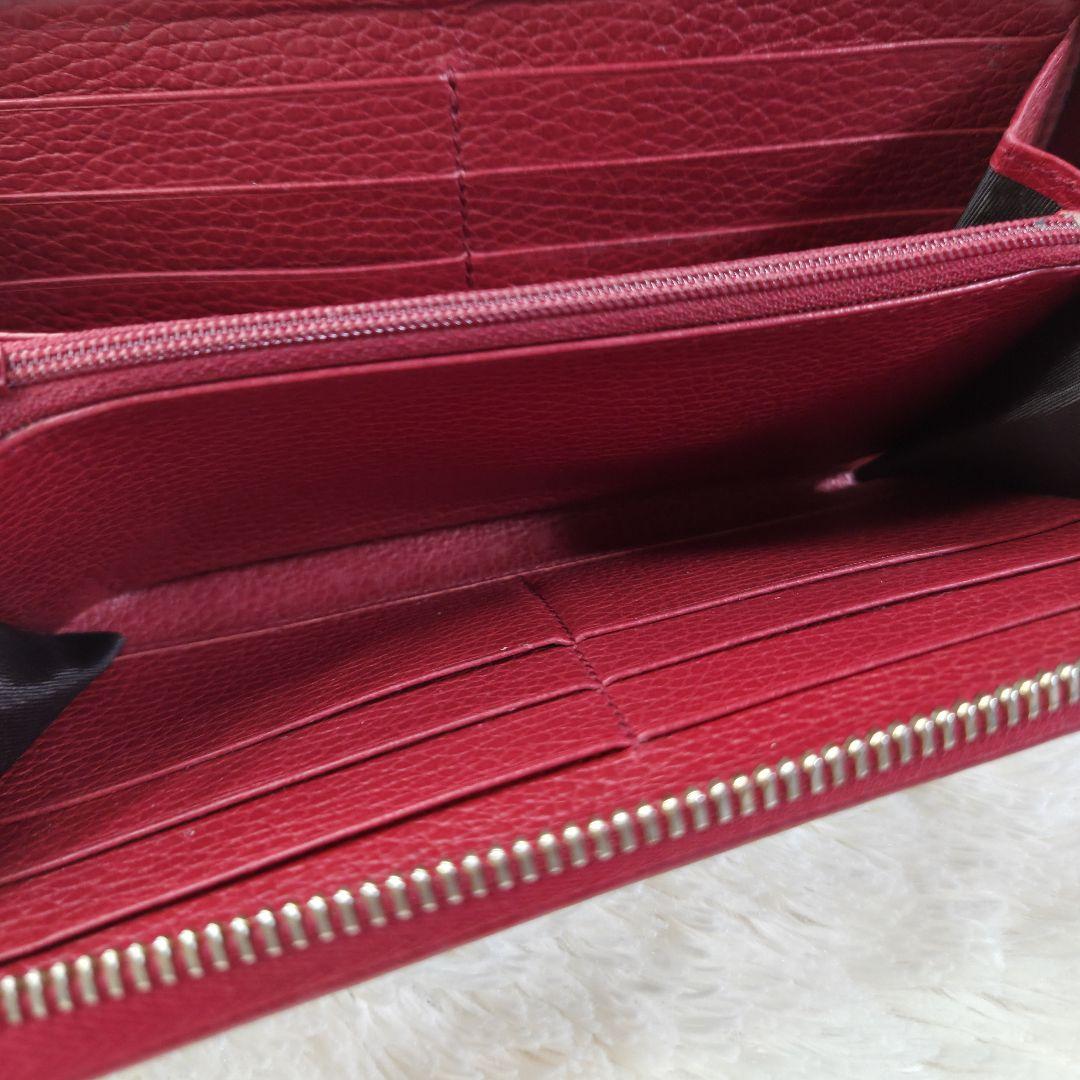 GUCCI　グッチ GGキャンバス柄 長財布 ベージュ/レッド