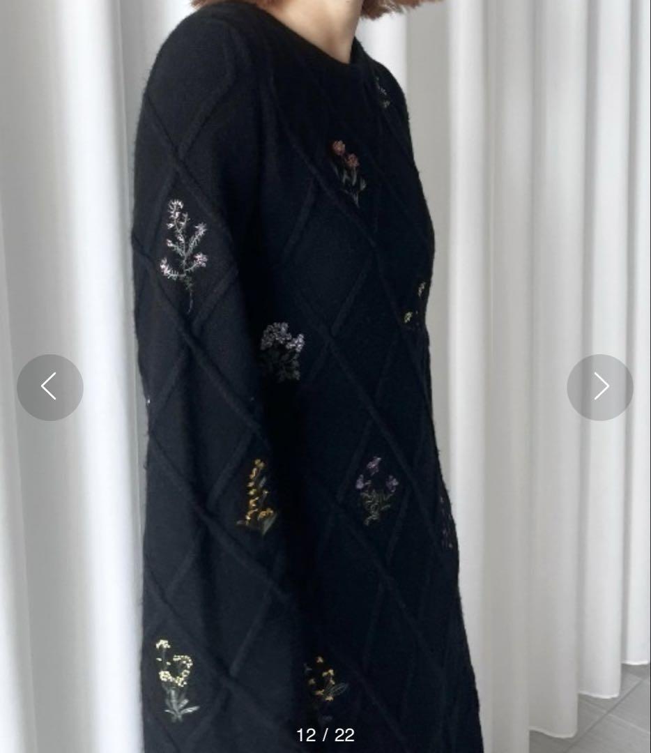 ワンピース Ameri FLOWER EMBROIDERY DRESS
