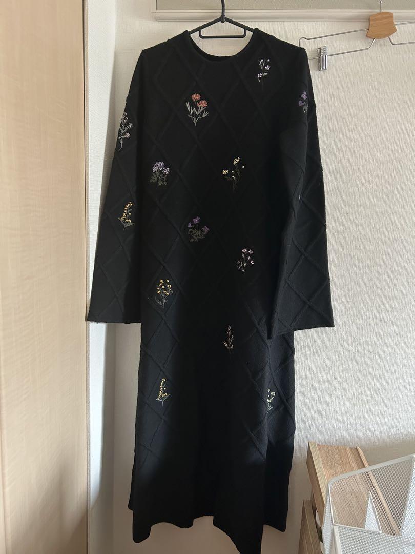 ワンピース Ameri FLOWER EMBROIDERY DRESS