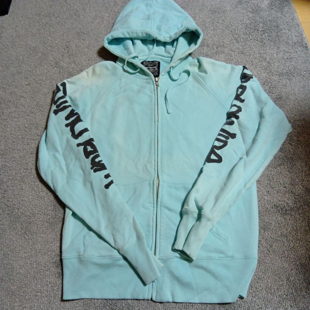 STUSSY ステューシー バックロゴ 水色 ブルー パーカー М Stussy ステューシー パーカー 水色 WORLDWIDEロゴ Mサイズ