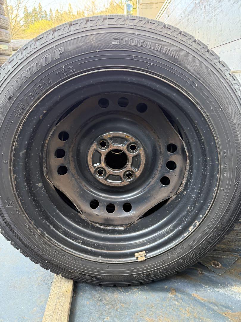 ギシンダンロップスタッドレス155／65R14 75Qスチールホイール付き