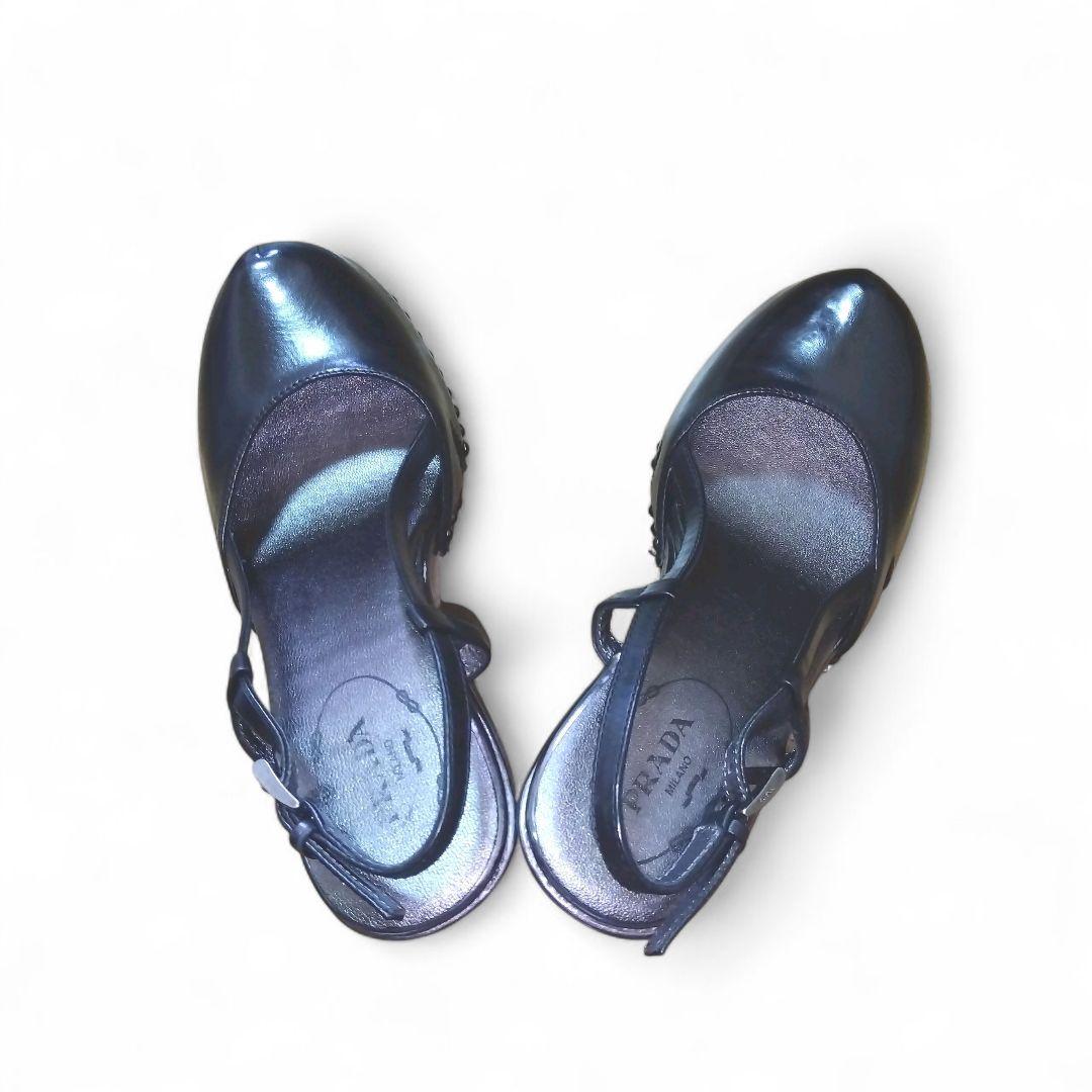 極美品】PRADA/プラダ サンダル ヒール ストラップ 34 - メルカリ