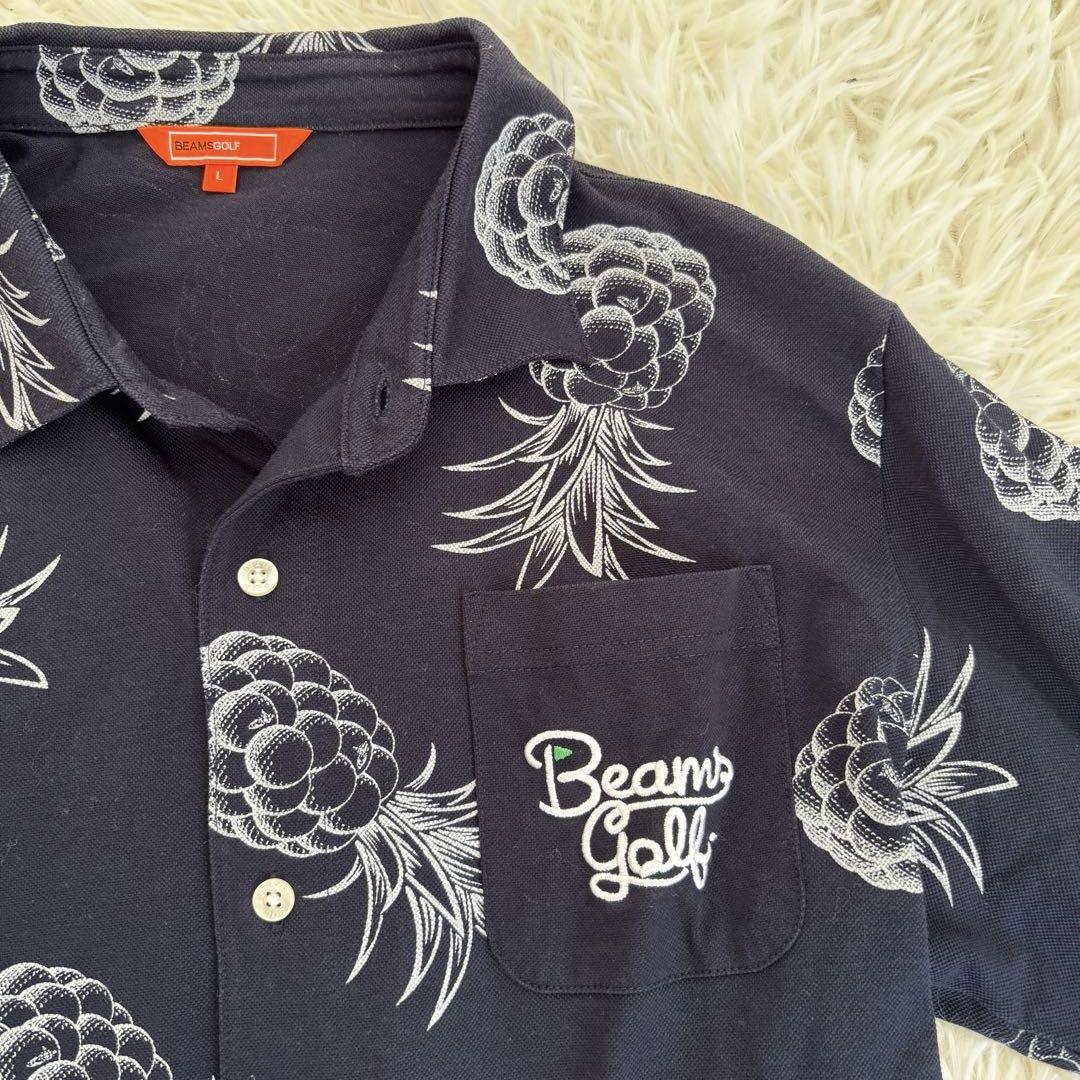 ビームスゴルフ BEAMS GOLF 半袖シャツ アロハ ポロ パイナップル柄