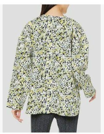 美品 ミラオーウェン 袖切替デザインラグランスリーブブラウス 草花 ボタニカル