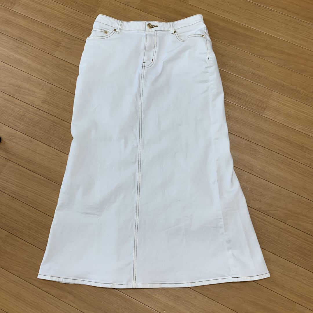 新品　Anne Coquine 選べる丈 デニムマーメイドスカート　ホワイト 早いもの勝ちアンコキーヌホワイトデニムマーメイドスカート