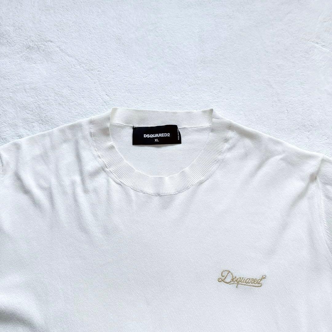 新品　DSQUARED2 ディースクエアード　ロゴ　ニット　カットソー　ホワイト