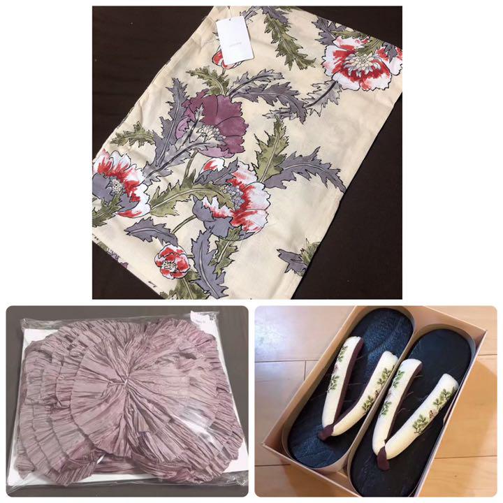 新品 utatane ウタタネ 高級変わり織り 浴衣 作り帯 下駄 3点セット