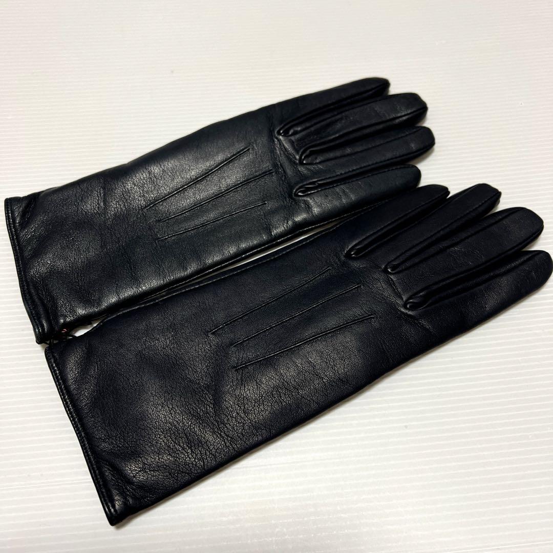 新品DENTS デンツ 高級 手袋 羊革 イギリス製 カシミヤ ネイビー 21
