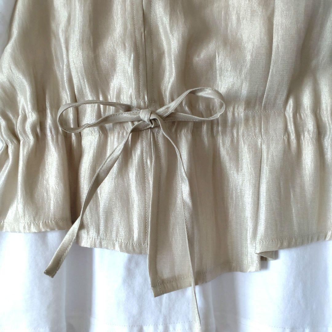 trois トロワ　半袖Tシャツ ホワイト/ベージュ サイズF
