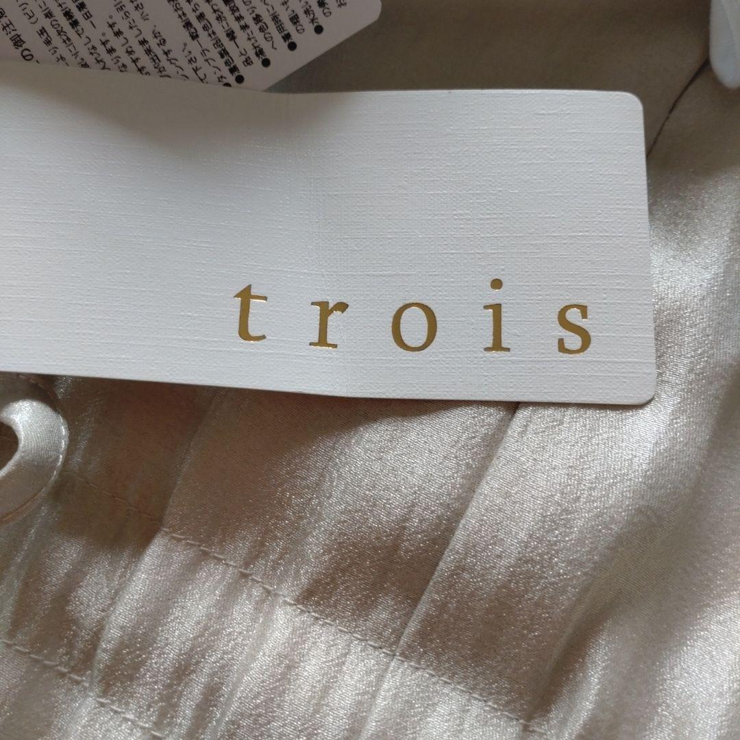 trois トロワ　半袖Tシャツ ホワイト/ベージュ サイズF