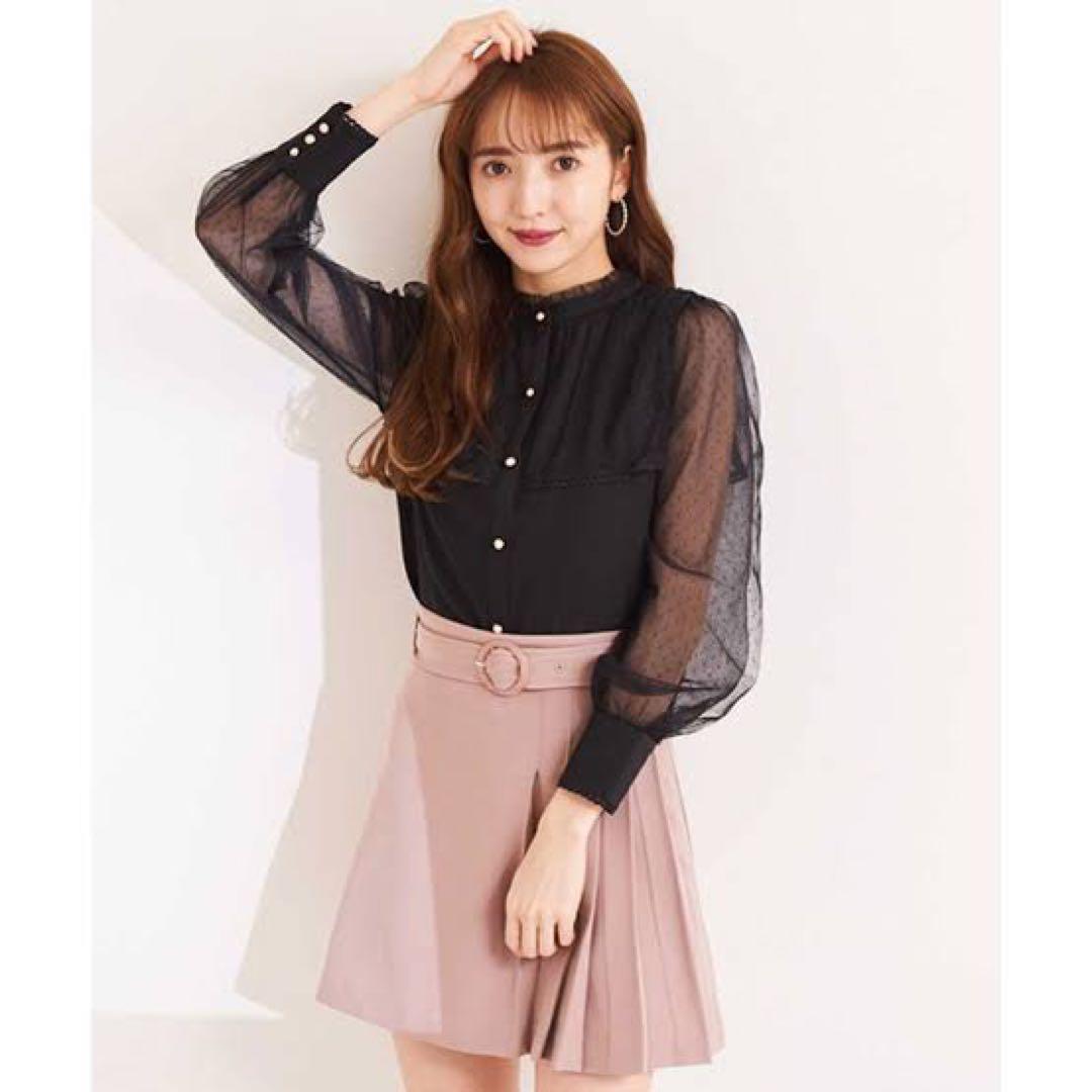 美品 TITTY&CO. ドットチュールケープブラウス Fサイズ