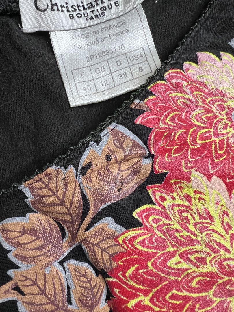 希少 Christian Dior 花柄 ビジュー Tシャツ 半袖 カットソー