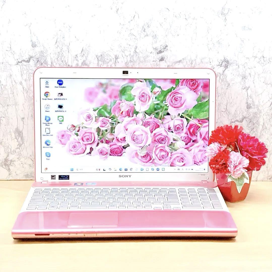 148 大人気✨Windows11✨Blu-ray✨VAIOピンクノートパソコン