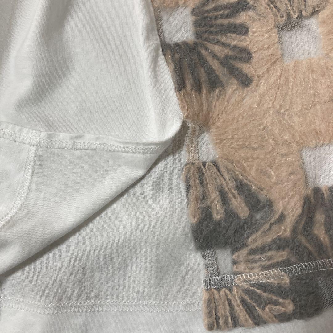美品　トリココムデギャルソン　立体模様 半袖Tシャツ ピンク・グレー