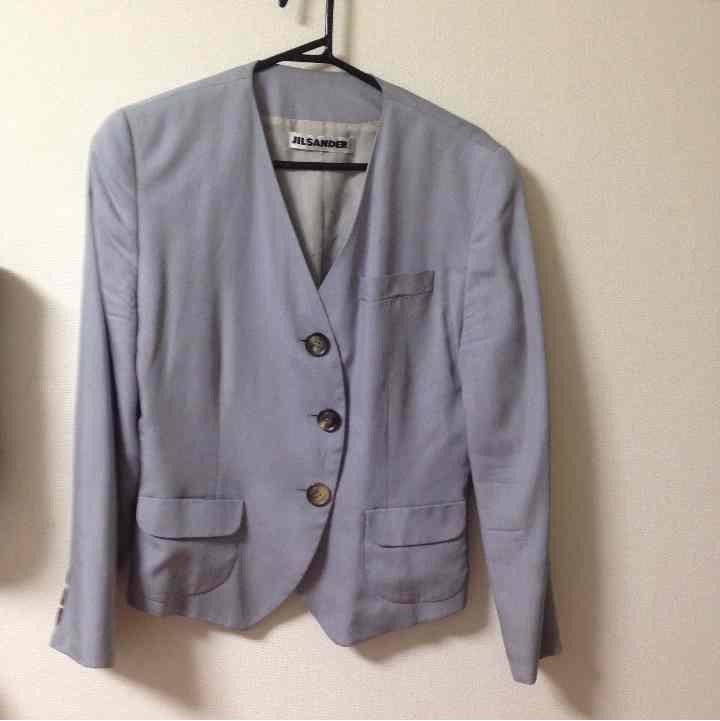 8万 ジルサンダー ボクシー ジャケット 36 ノーカラー ネイビー 直売