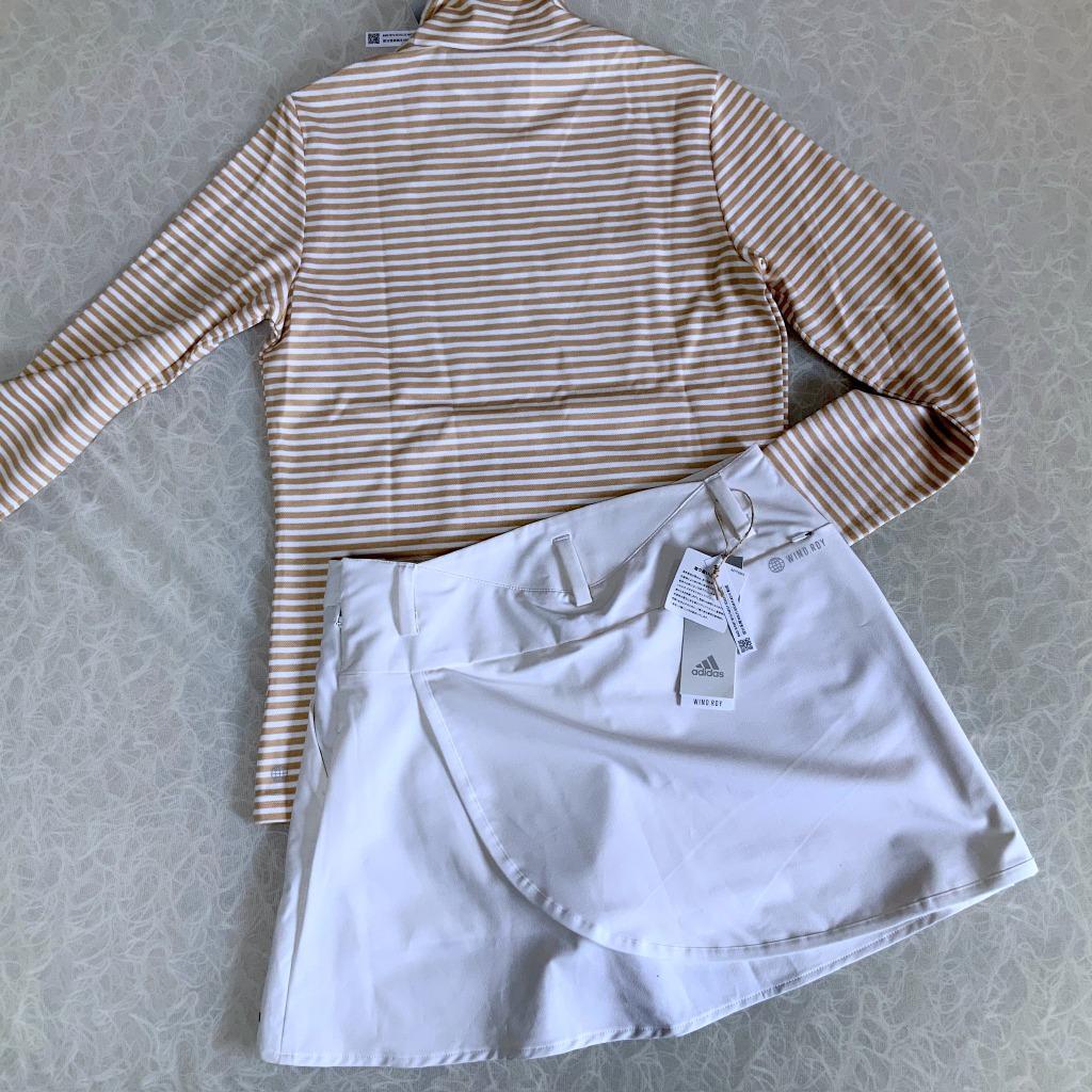 アディダスゴルフ【Ｍ】春夏セットアップ モック長袖＆ラップスカート
