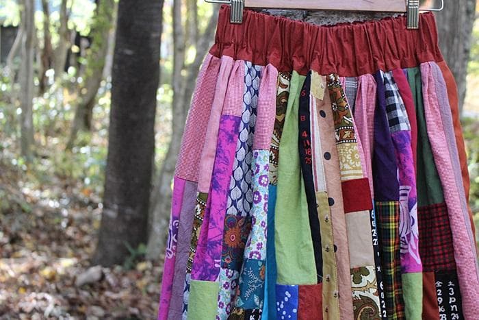 SAYOCAFE完全一点もの、豪華な総パッチワークスカート SAYOCAFE完全一点もの、豪華な総パッチワークスカート