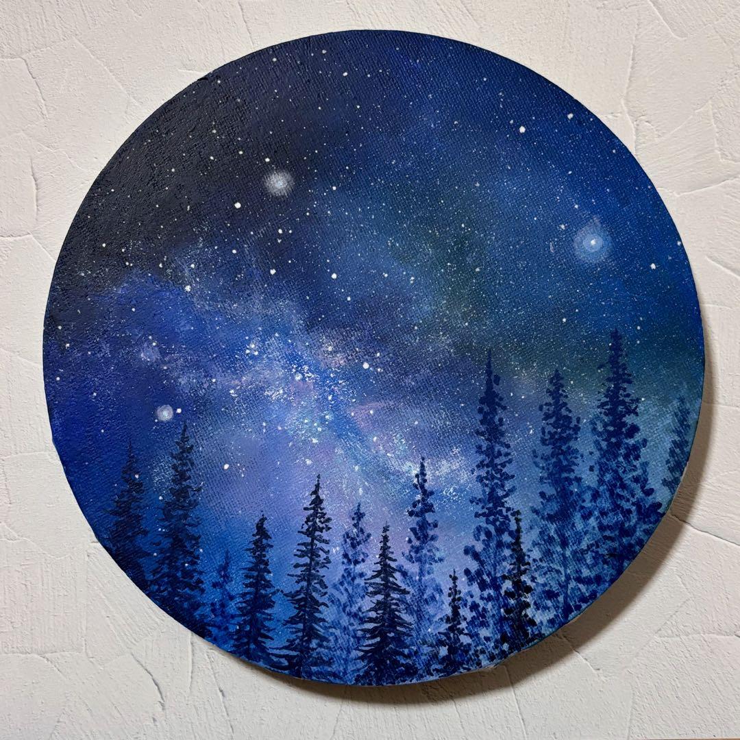【一点物】夜空のカケラ｜オイルパステル画 原画 インテリア絵画