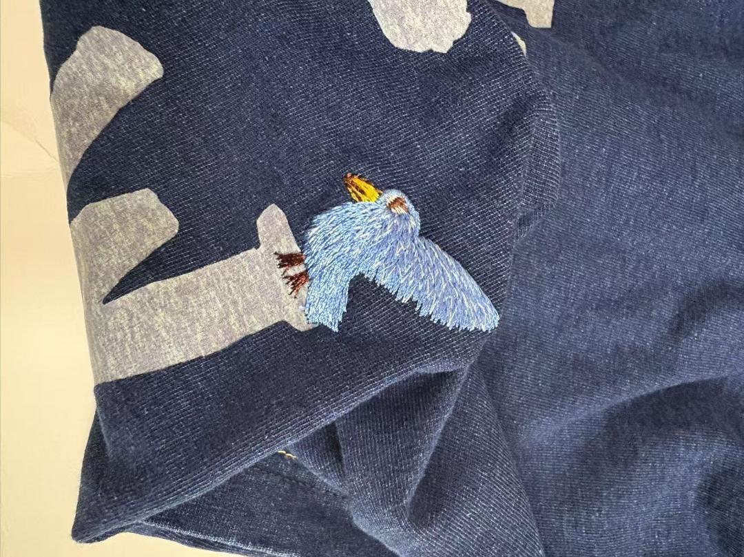 45R 45RPM バード刺繍ロゴプリントの90845星Tシャツ M